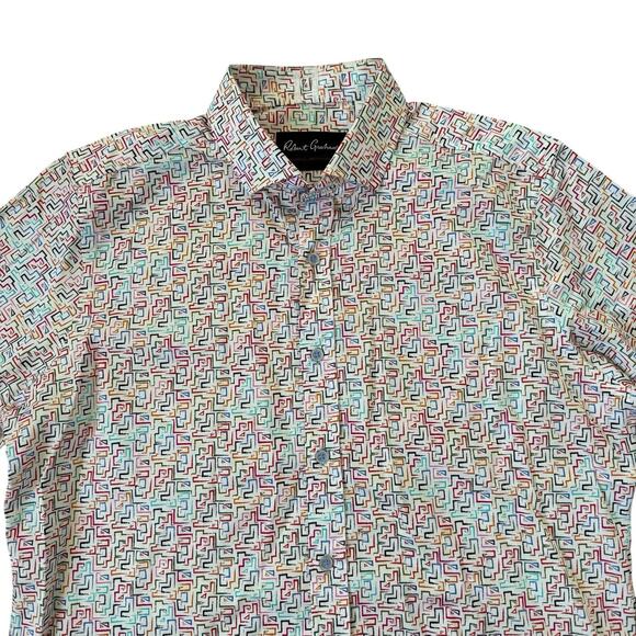 Robert Graham Long Sleeve Button Up Shirt Mens Large Colorful Geometric Pattern - Picture 6 of 15